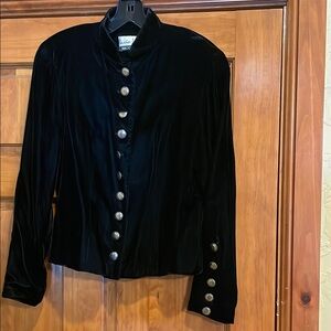 Vintage Black Velvet Jacket with Silver Buttons